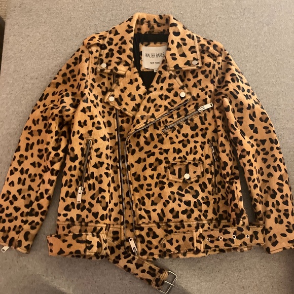 Walter Baker Leopard Ponyhair Motorcycle Jacket - Picture 1 of 4